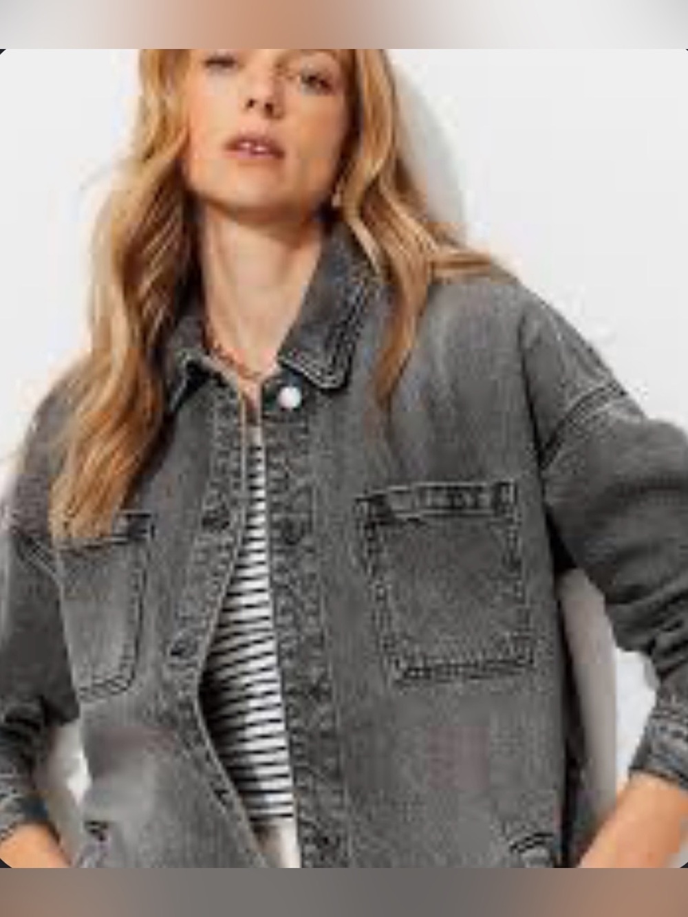 NWT Time and Tru Washed Gray Denim Button-Down Shirt Jacket size XXXL